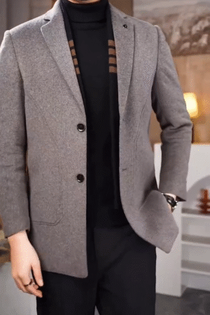 Men’s Classic Grey Wool-Blend Blazer