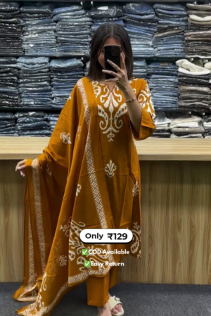 Elegant Women’s Long Round Kurta Set –