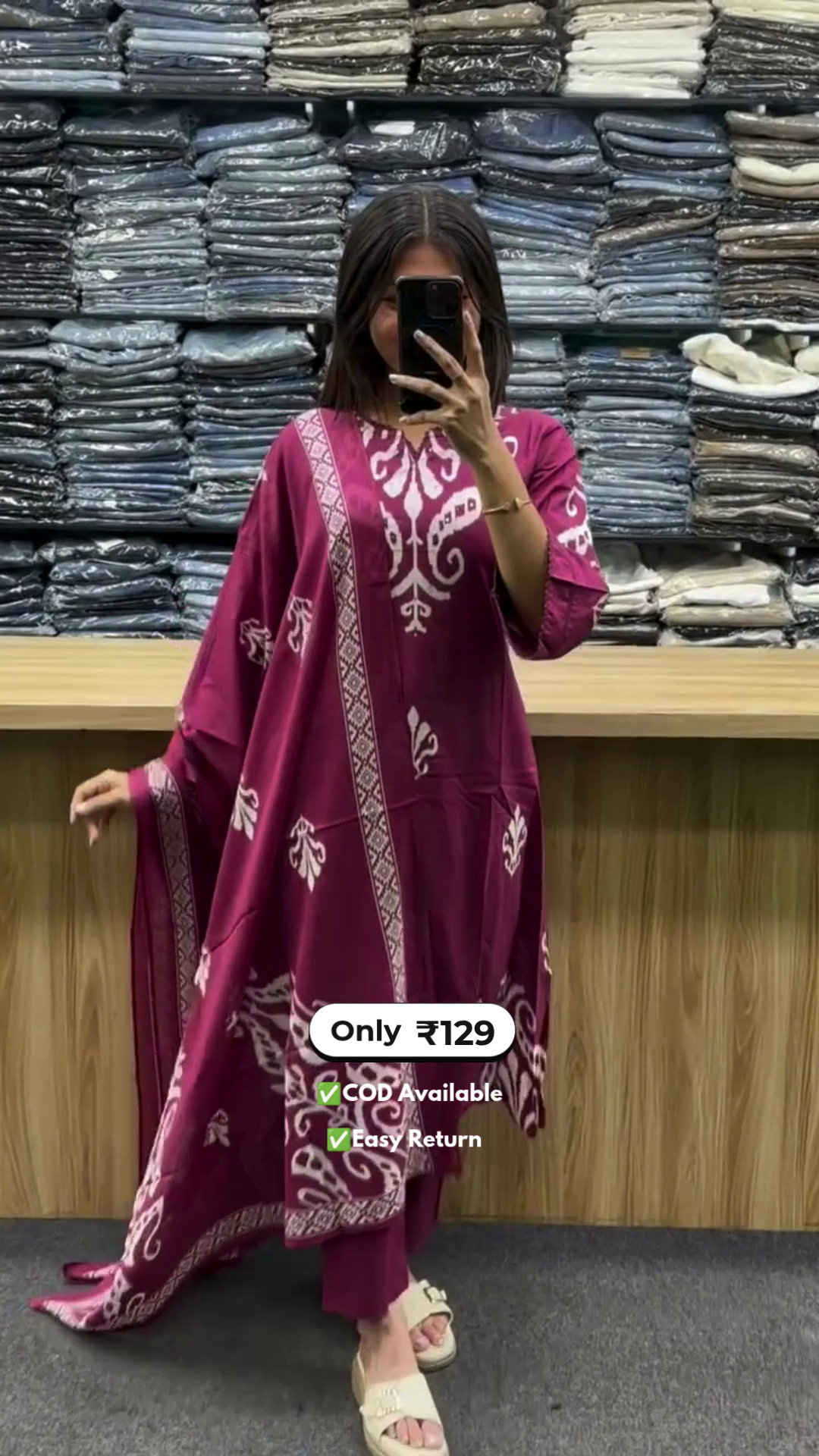 Elegant Women’s Long Round Kurta Set – - Image 2