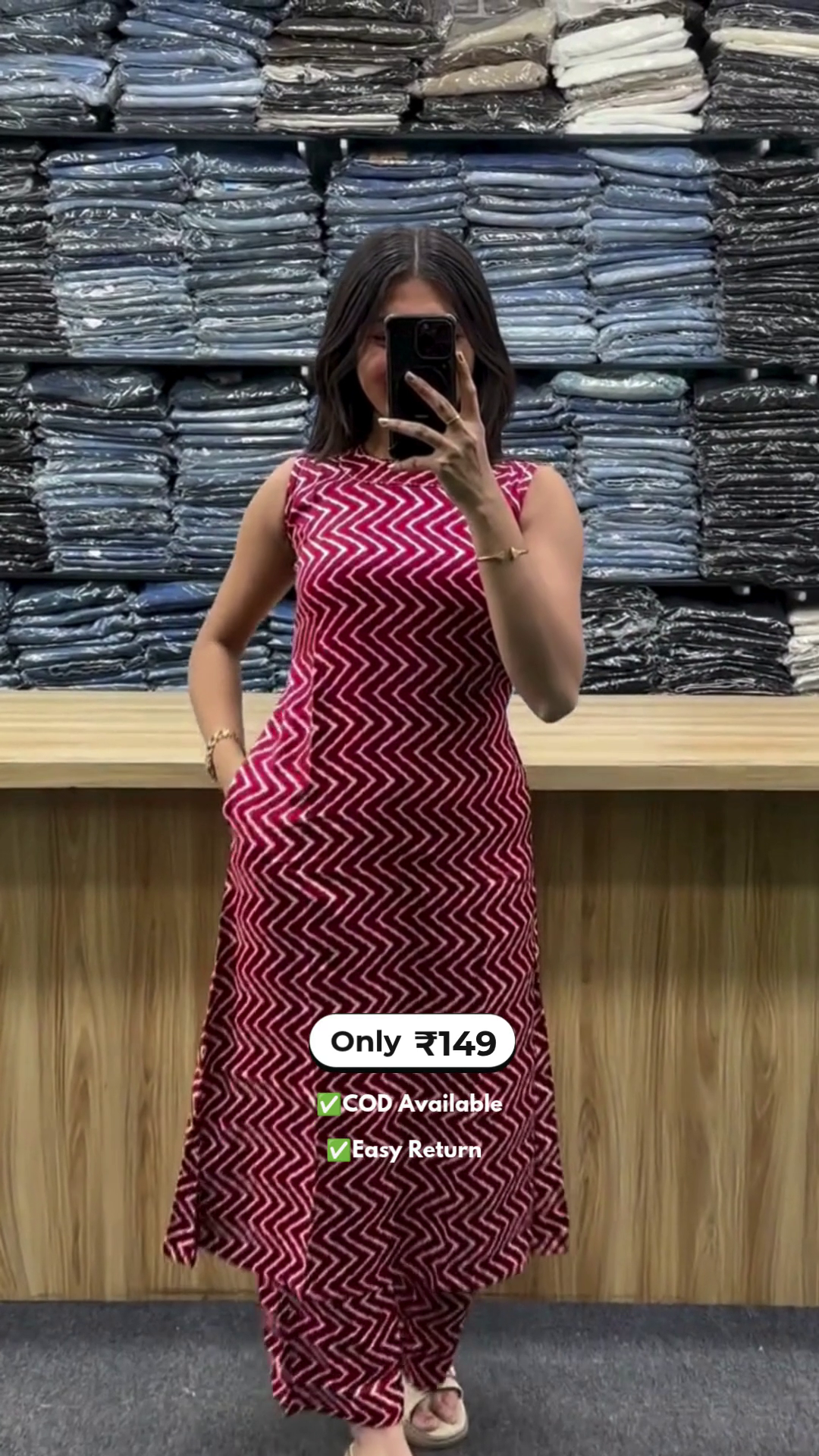 Stylish Women’s Sleeves Kurta Set with Pocket - Image 2