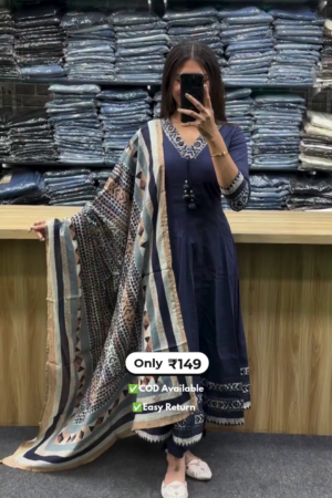 Elegant Women’s Long Round Kurti Sets with Small Designs