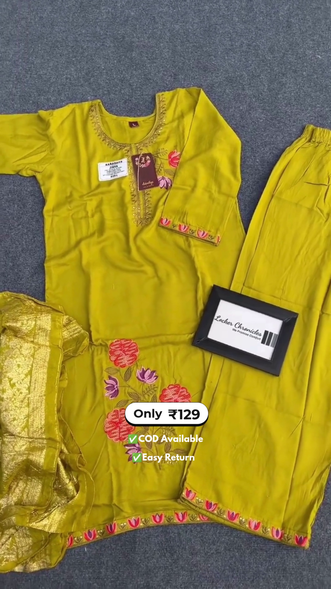 Elegant Yellow Dress Set with Beige Detailing for Women - Image 2