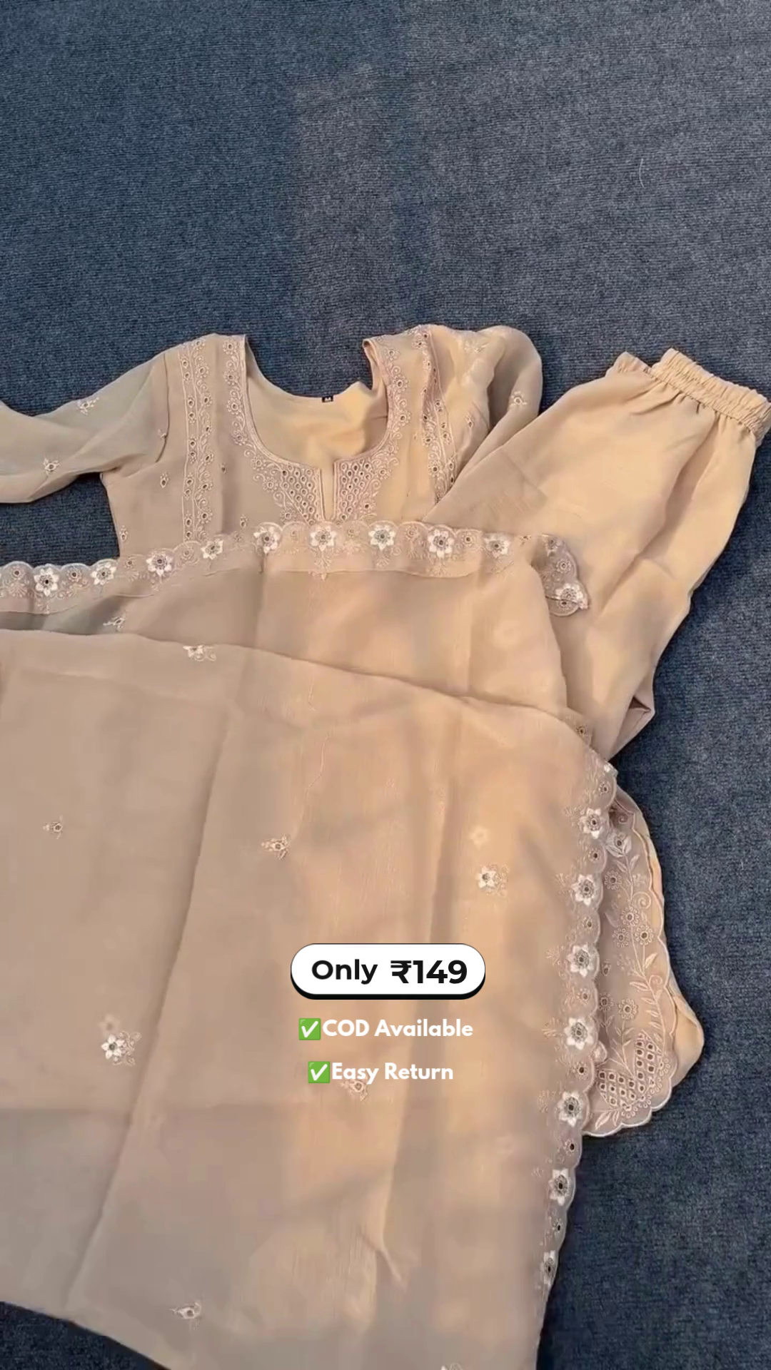 Women's Elegant Cream Colour Salwar Suit with Beautiful Designer Pattern - Image 2