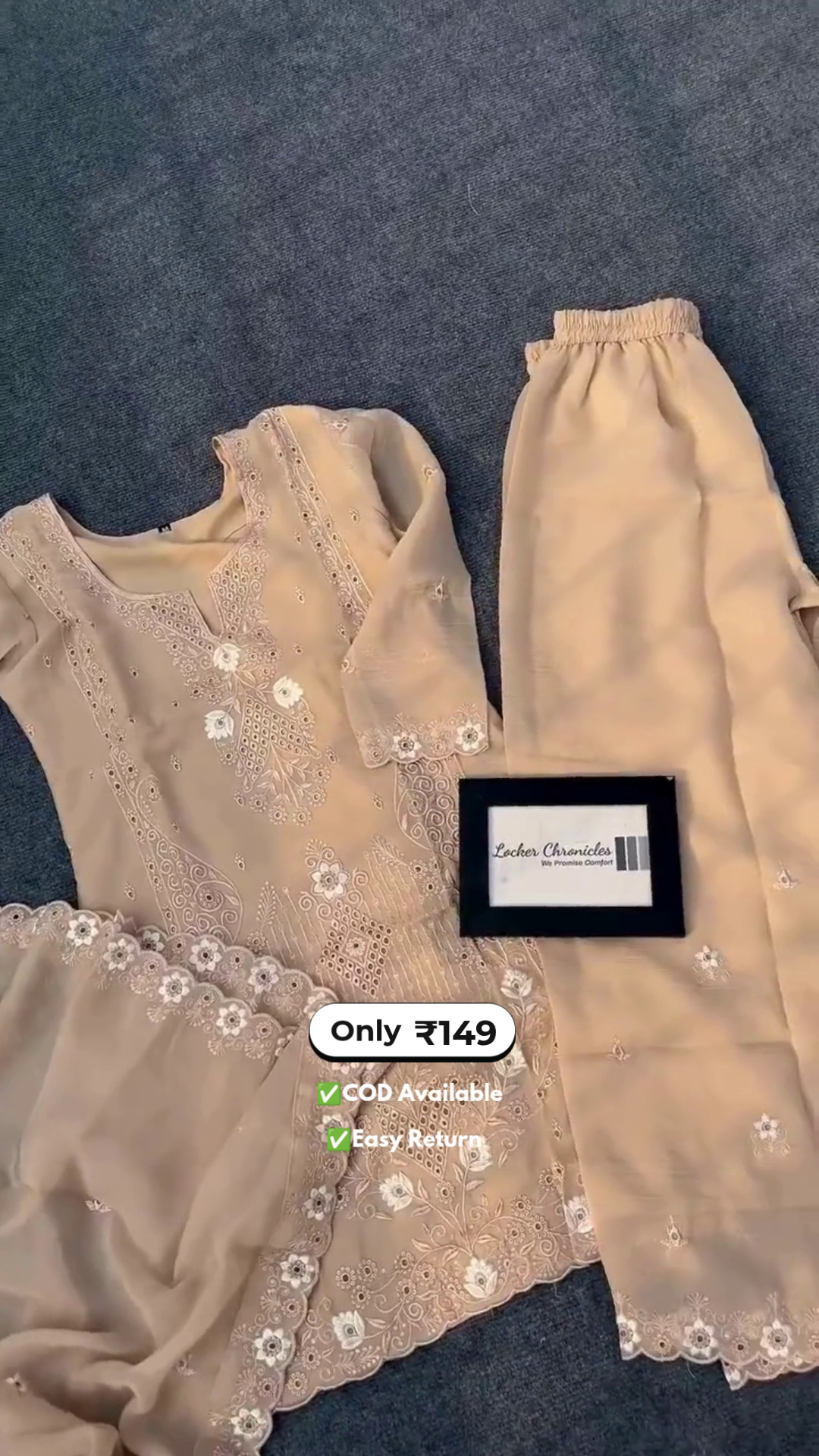 Women's Elegant Cream Colour Salwar Suit with Beautiful Designer Pattern - Image 4