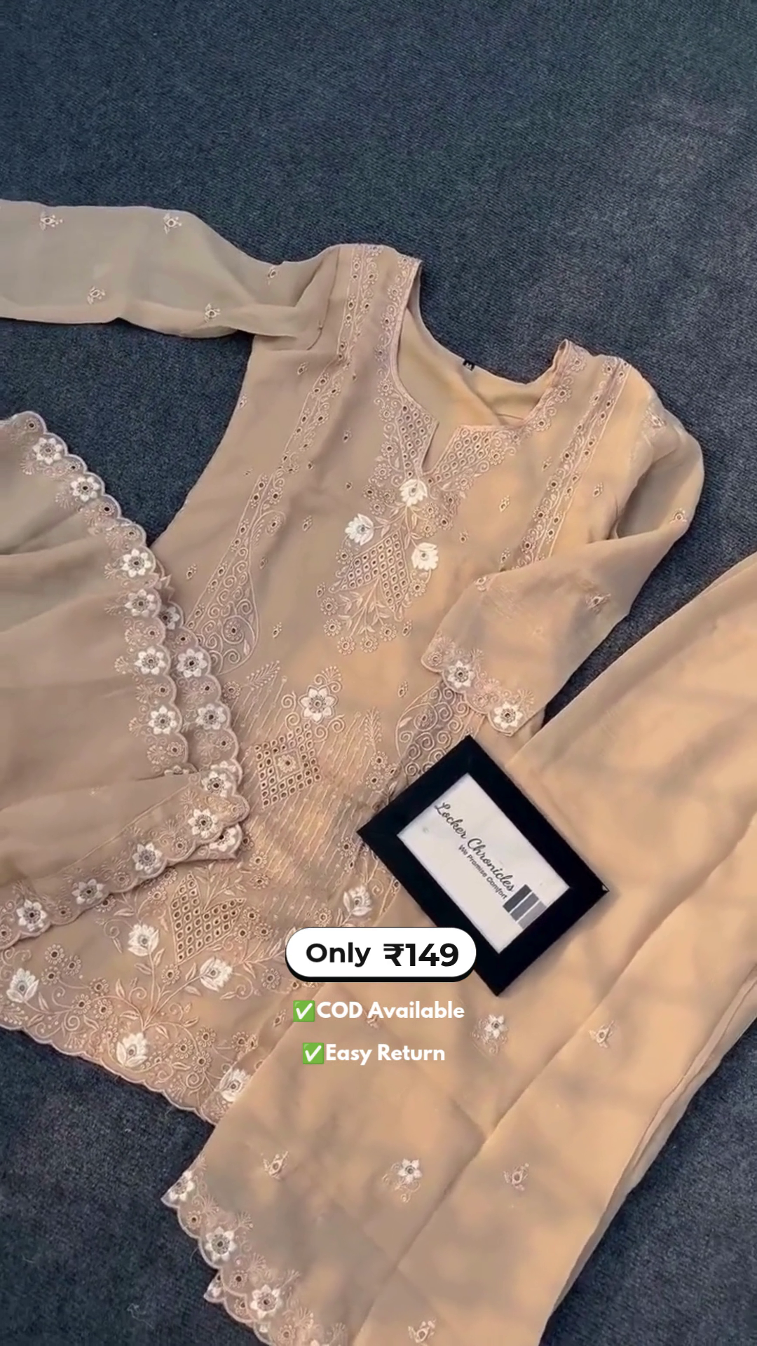 Women's Elegant Cream Colour Salwar Suit with Beautiful Designer Pattern - Image 3