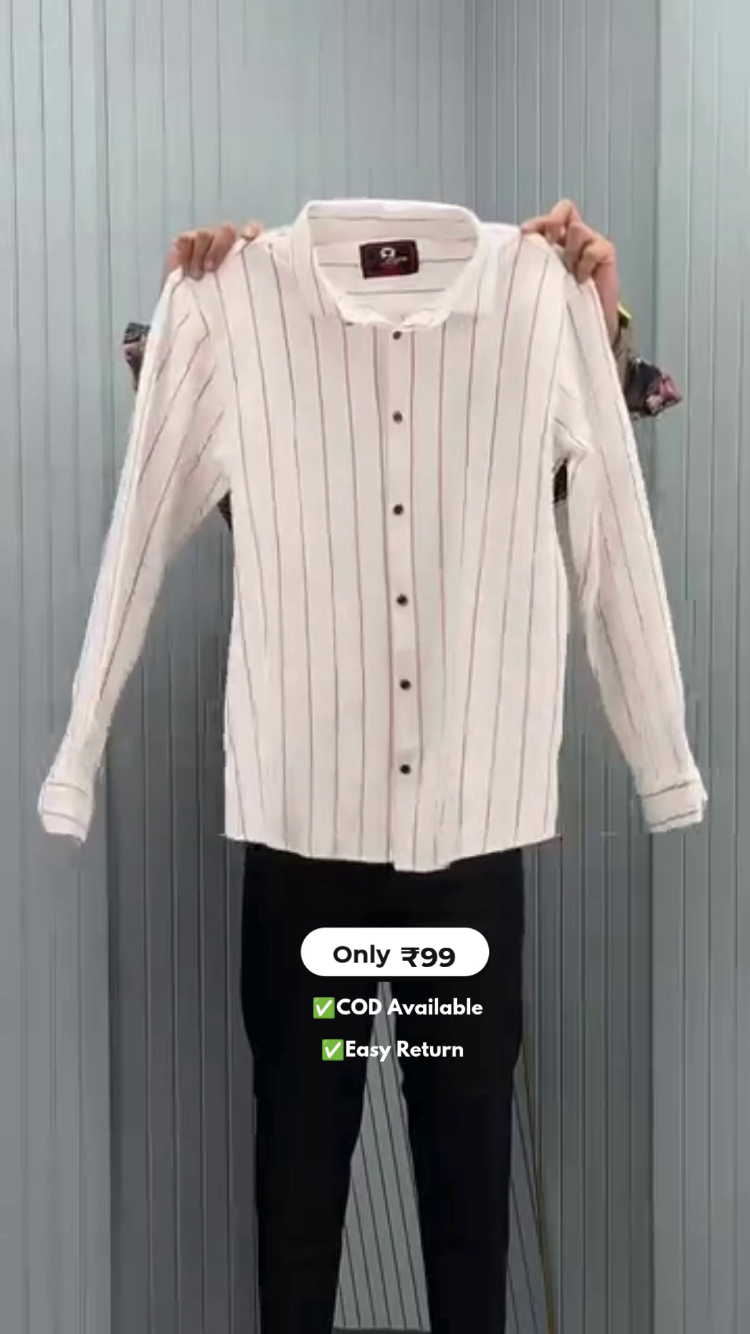 Men's Vertical Striped Full Sleeve Shirt - Image 3
