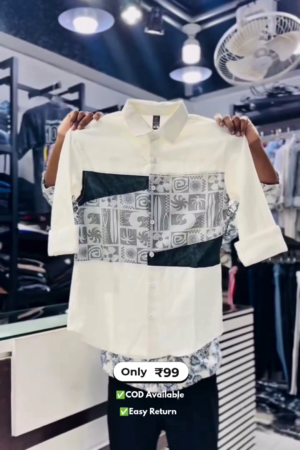 Men's Half Printed Full Sleeve Shirt