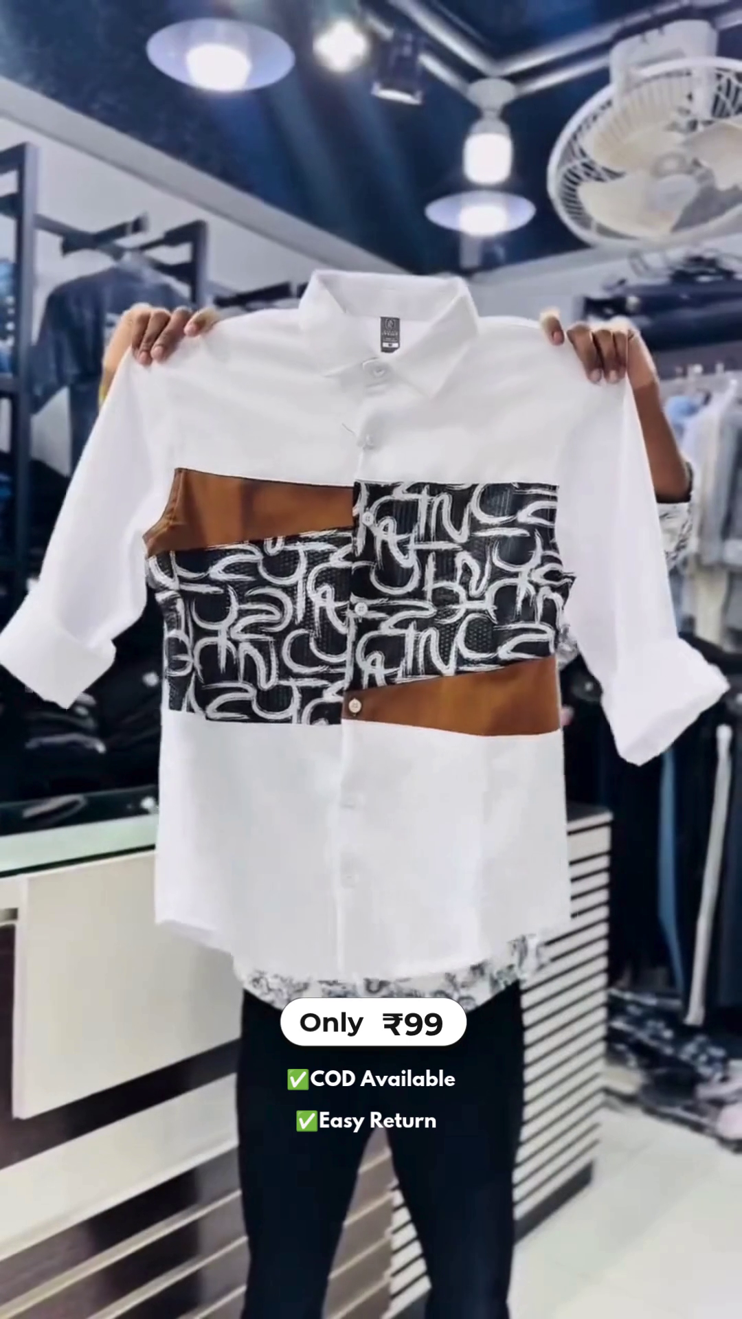 Men's Half Printed Full Sleeve Shirt - Image 2