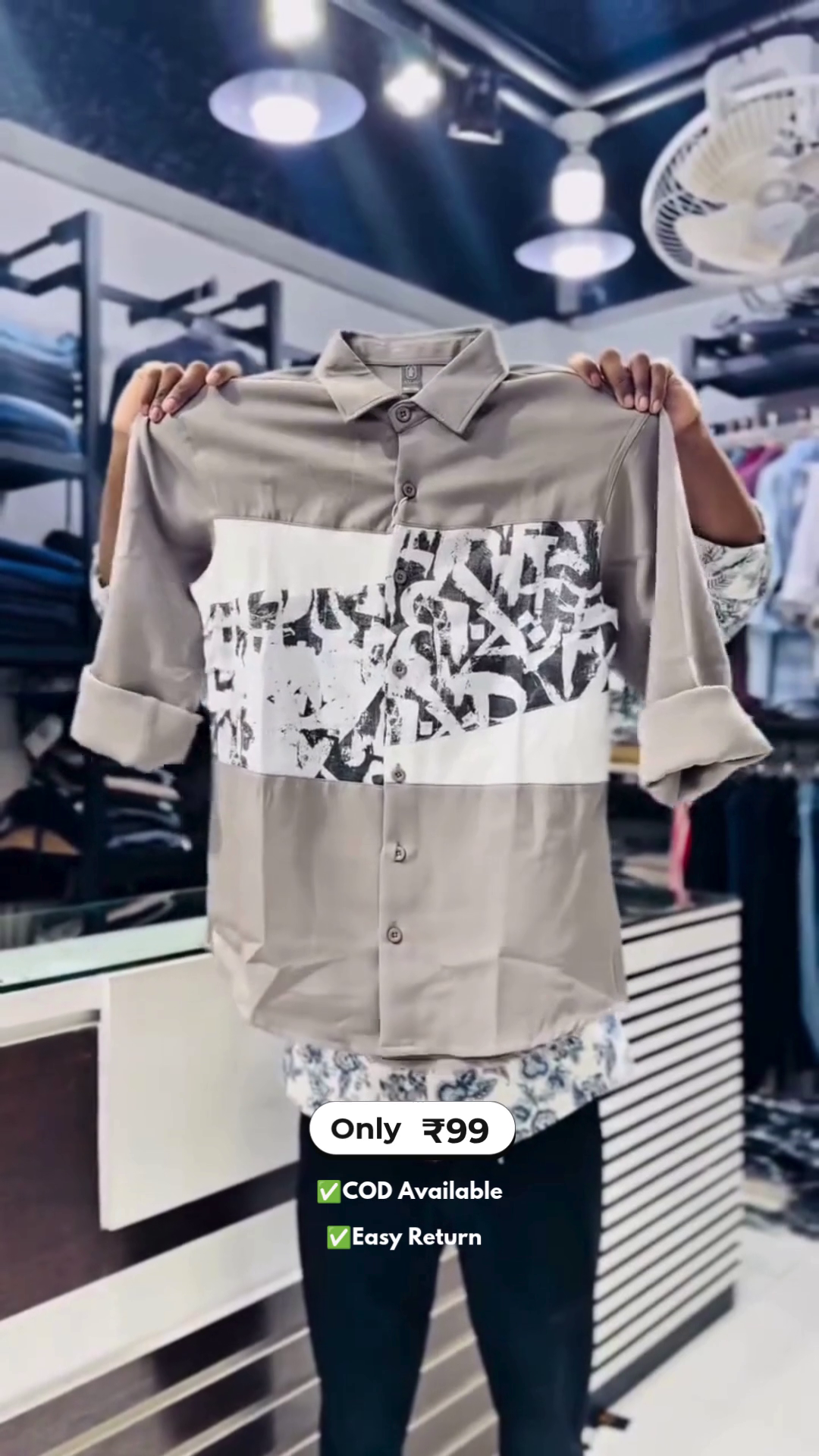 Men's Half Printed Full Sleeve Shirt - Image 3